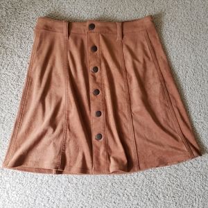 Button down mini skirt - burnt orange - suede